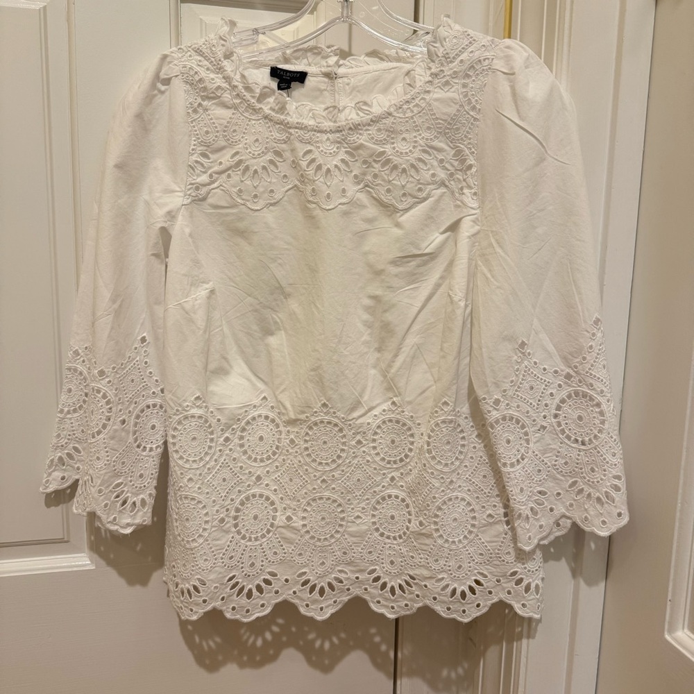 NWT Talbots White Lace Blouse